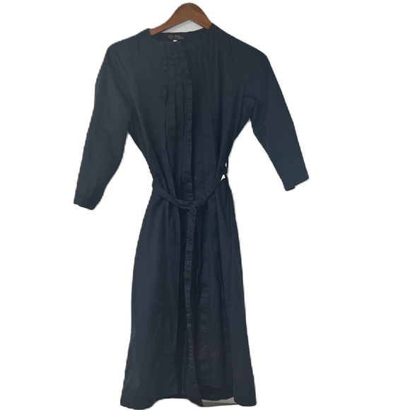 Bella Lois Roma Woman's Navy Button Down Aline Casual Lghtweight size 6 belted - Picture 2 of 7